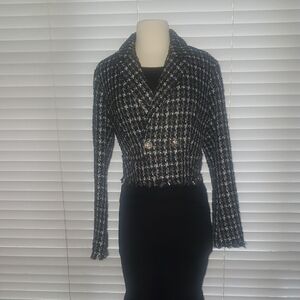 Women's Black and White Tweed Jacket